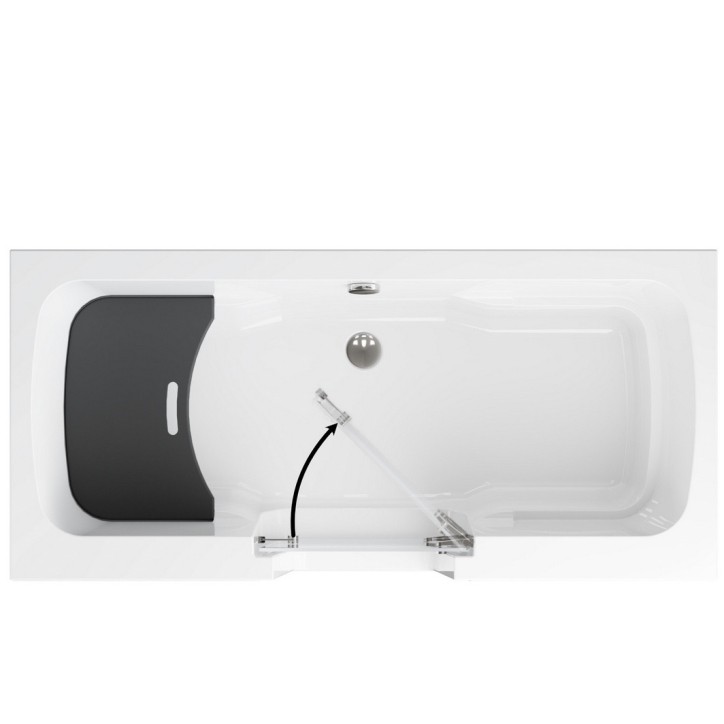 Baignoire à porte OVI 160x75cm blanche - ouverture à droite