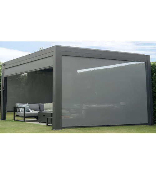 Pergola bioclimatica Jane 4x4m in alluminio con 3 tende