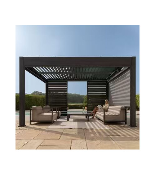 Pérgola bioclimática Jane 4x4m de aluminio con 3 toldos