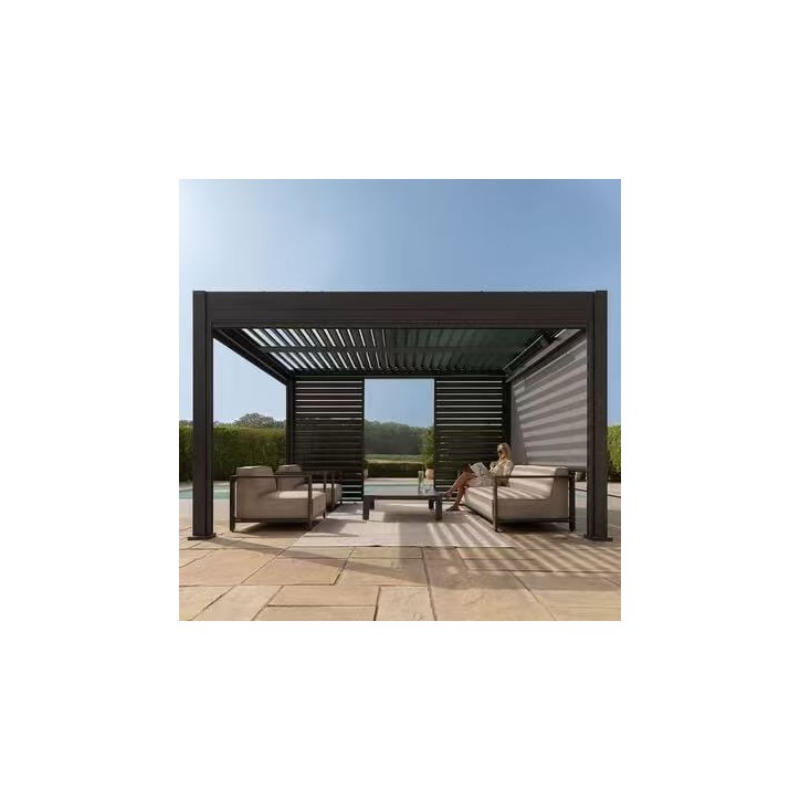 Pergola bioclimatique Jane 4x4m en aluminium 3 stores