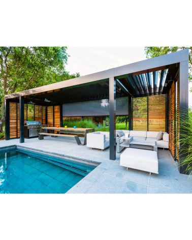 Pergola Elite 8x3 m premium-alumiinia + moottoroidut lamellit
