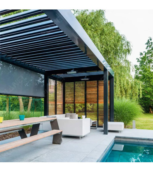 Pérgola bioclimática Elite em alumínio 8 × 3 m – 3 módulos