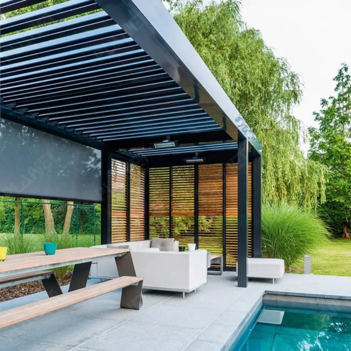 Pérgola bioclimática Elite em alumínio 8 × 3 m – 3 módulos