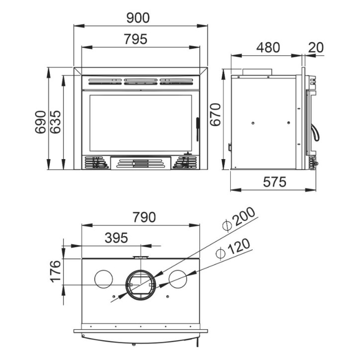 copy of Lareira embutida BARACO a lenha, de 21 kW, com turbina e 4 ventiladores de recuperação