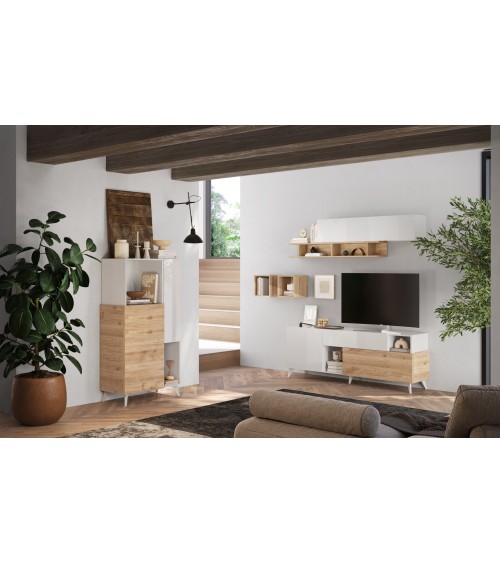 Salon complet ANDORRE II Chêne cadiz et blanc