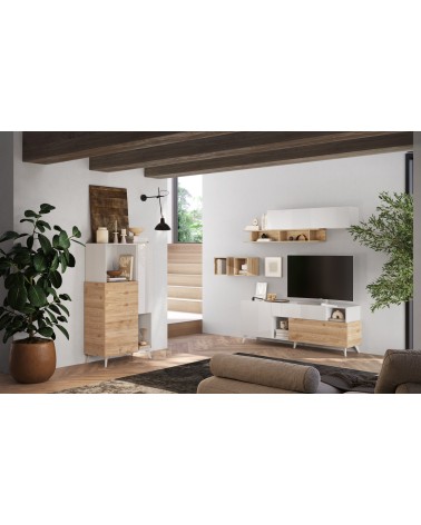 Salon complet ANDORRE II Chêne cadiz et blanc