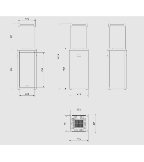 bio-ethanol haard DELTA hoek links 120 cm