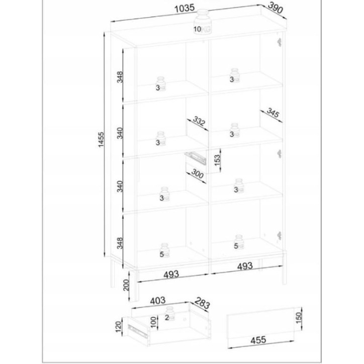 Grand Vaisselier ODENSE 104 cm chêne et noir