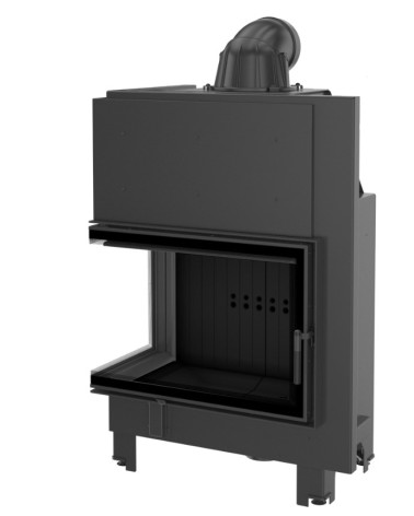 Insert cheminée MBA 17 BS Black vitre à gauche ouverture relevable + 4 bouches recuperateur
