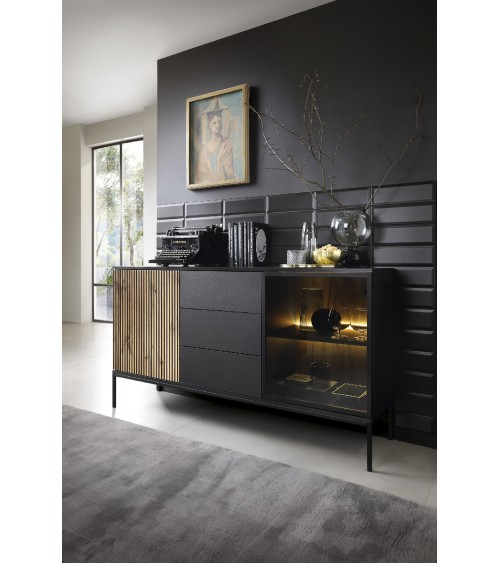 Buffet ODENSE 154 cm chêne et noir