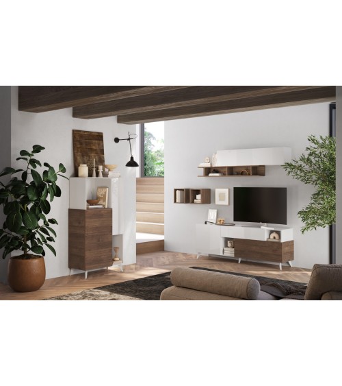 Salon complet ANDORRE II Chêne mercure et blanc