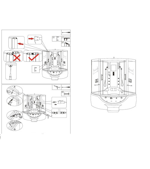 Combiné Baignoire Douche balnéo FLURY 155*155*220 cm