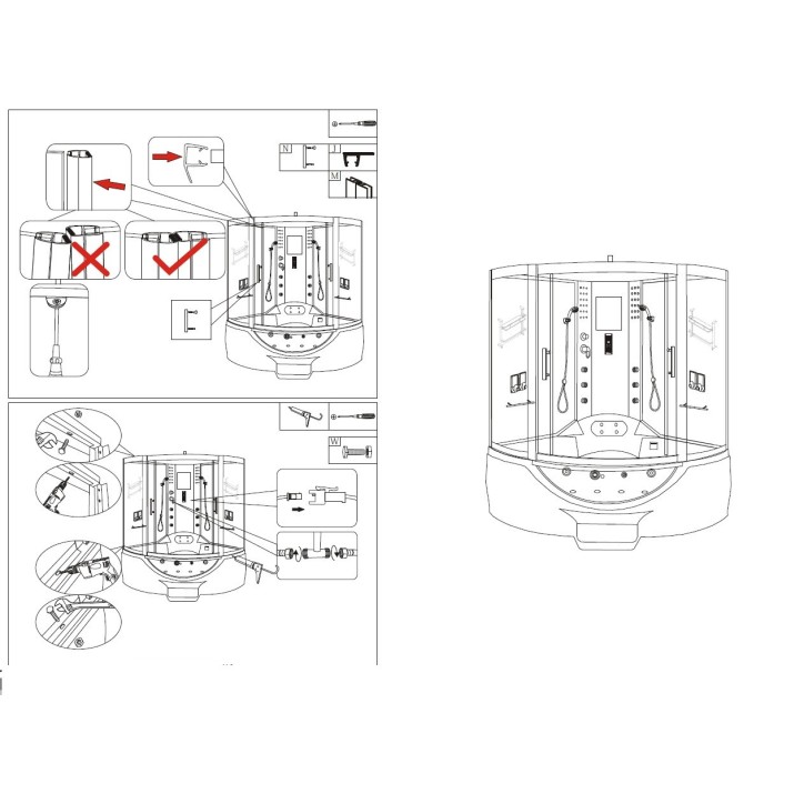 Combiné Baignoire Douche balnéo FLURY 155*155*220 cm