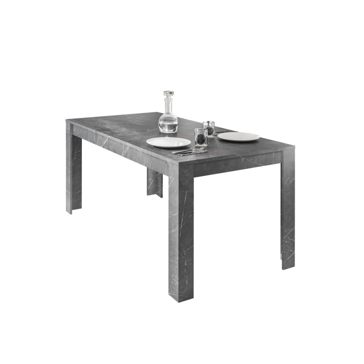 Table extensible CARRARA marbre gris anthracite 137/185 x 79 x 90 cm