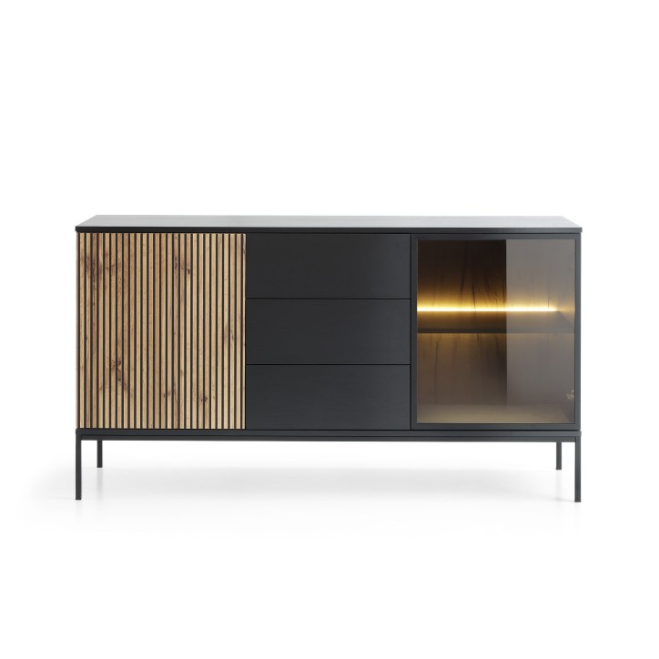 Buffet ODENSE 154 cm chêne et noir