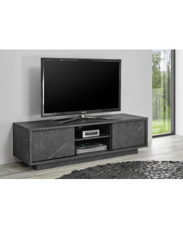 Meuble TV BASIC marbre gris anthracite 140 cm
