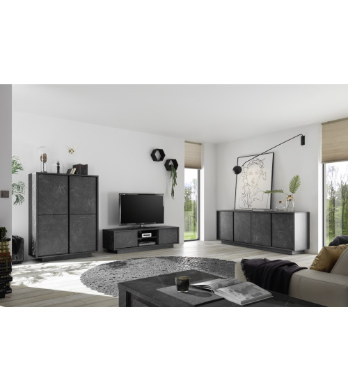 Mueble TV CARRARA mármol gris antracita 140 cm