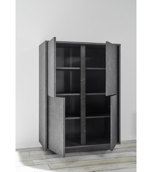 Conjunto mueble TV, y armario CARRARA mármol gris antracita 140 cm