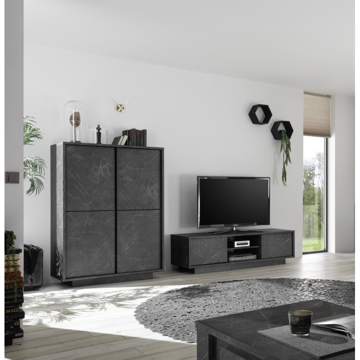 copy of Ensemble meuble TV, vitrine et argentier BASIC marbre gris anthracite