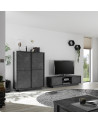 Ensemble meuble TV, et argentier CARRARA marbre gris anthracite