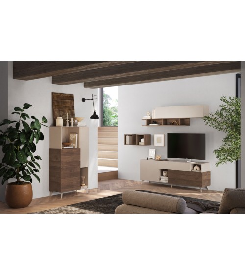 Salon complet ANDORRE II Chêne mercure et cashmere