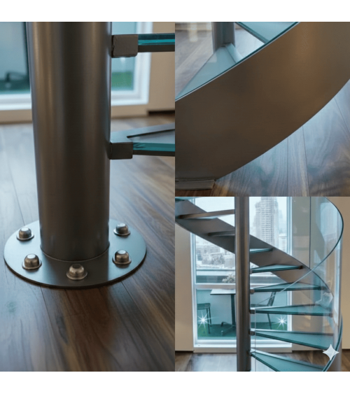 Escalera CAMBRIDGE negro/haya - Altura a superar 260cm à 325cm, Lx140cm