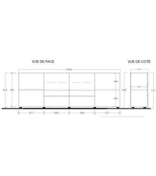 Dressoir DAMA 181 cm grijs