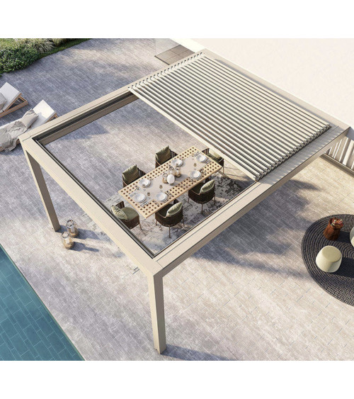 Pergola bioclimatique Sarah adossée 4x4m en aluminium