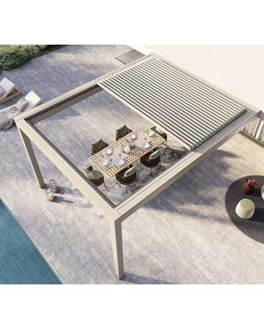Pergola bioclimatica Sarah sostenuta 4x4m in alluminio