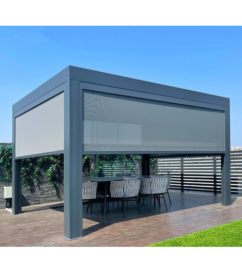 Pergola Patrice 3x3 m motorizzata - in alluminio, 2 tende