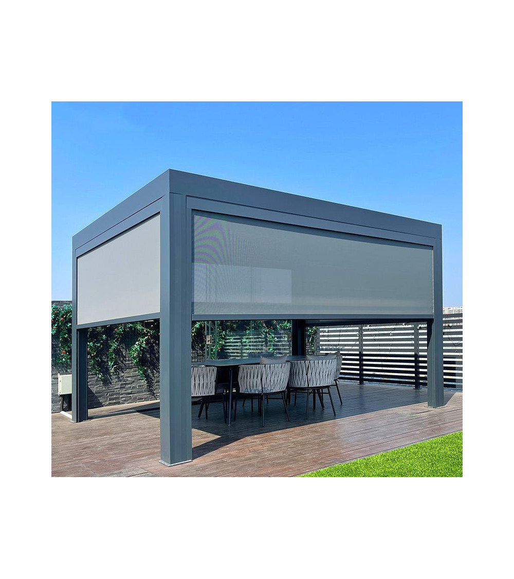 Pérgola Patrice 3x3 m motorizada - de aluminio, 2 toldos