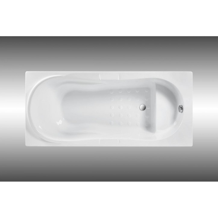 Baignoire Serenya 180 x 80 cm avec zone ergonomique intégrée 2-en-1