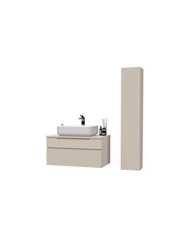 Meuble salle de bain suspendu+colonne RIO cashmere 80x93x48 cm