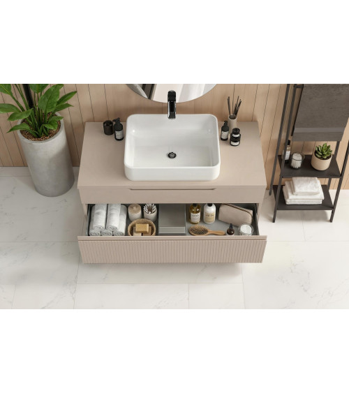 Mobile da bagno, pensile+colonna+lavabo doppio START bianco lucido, 122 x 53 x 47 cm