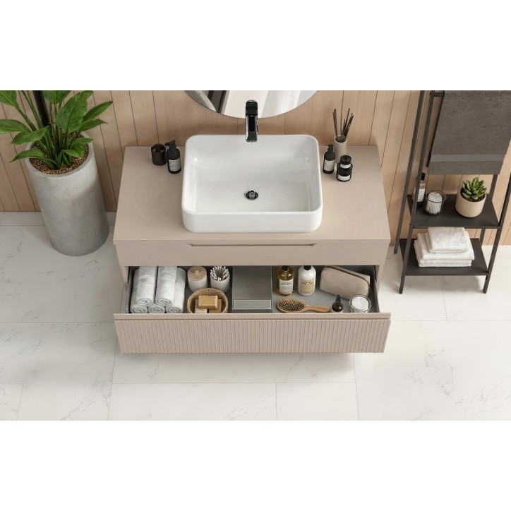 Set mobili da bagno, mobile sospeso+colonna RIO cashmere, 100x 93 x 48 cm