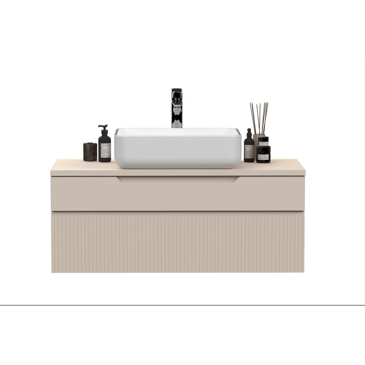 Set mobili da bagno, mobile sospeso+colonna RIO cashmere, 100x 93 x 48 cm