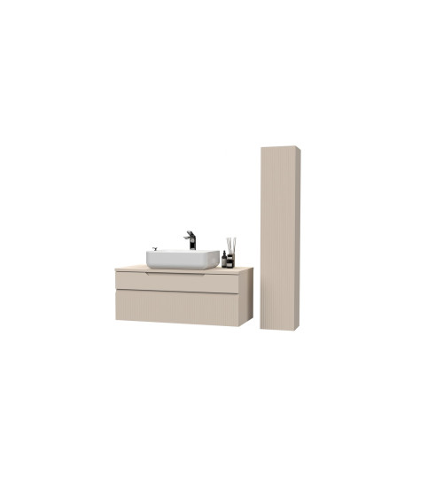 Set mobili da bagno, mobile sospeso+colonna RIO cashmere, 100x 93 x 48 cm