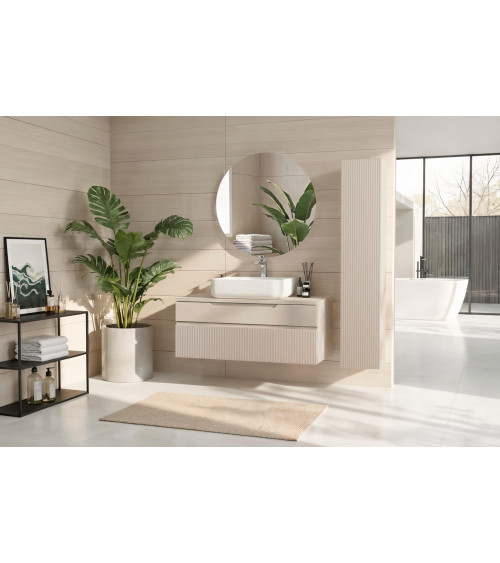 Mobile da bagno, pensile+colonna+lavabo doppio START bianco lucido, 122 x 53 x 47 cm