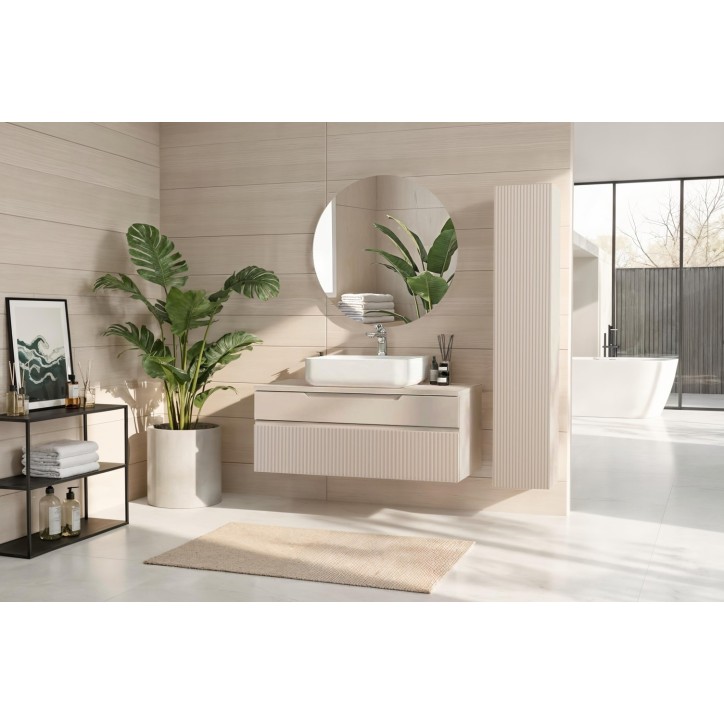 Set mobili da bagno, mobile sospeso+colonna RIO cashmere, 100x 93 x 48 cm