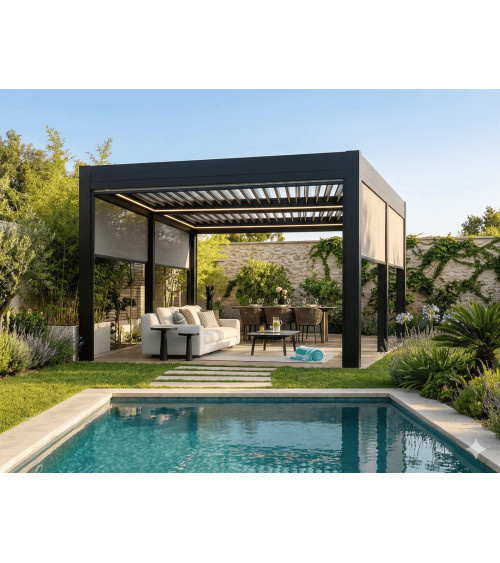 Pérgola Patrice II – 8x3 m em alumínio com 4 estores laterais