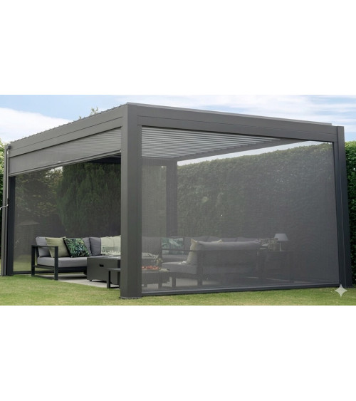 Pergola garden- 4x4m en aluminium avec 4 stores moustiquaires intégrés