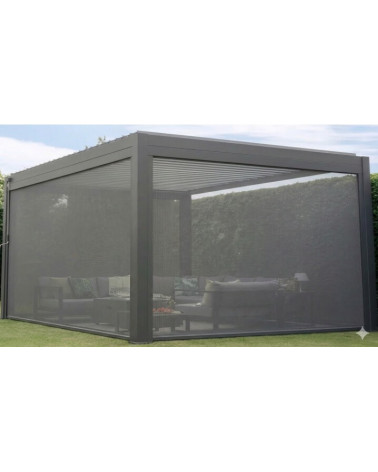 Pergola bioclimatica Patrice I - 6x3m in alluminio con 6 tende con zanzariere integrate