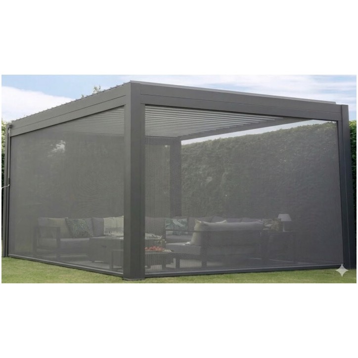 Pérgola bioclimática garden - 4x4m de aluminio con 4 toldos con mosquiteros integrados