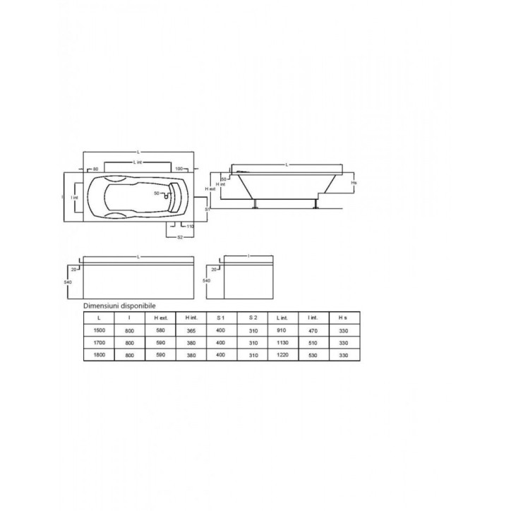 copy of Badewanne MODERN 170x70 cm