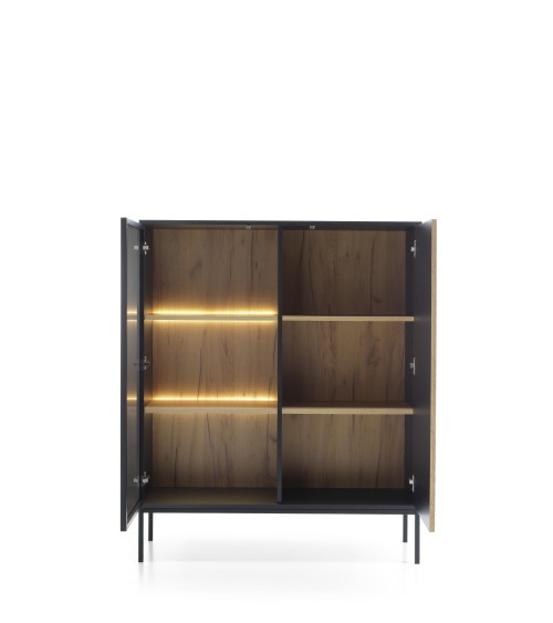 Vaisselier ODENSE 104 cm - chêne et noir