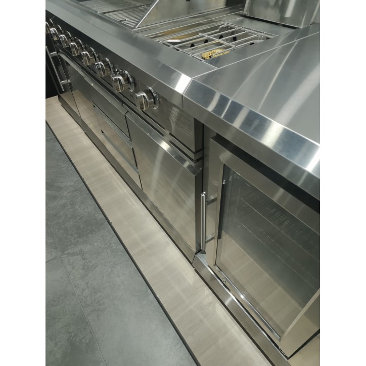Cozinha de exterior BBQ Luna em inox – 235 × 59 × h90 cm