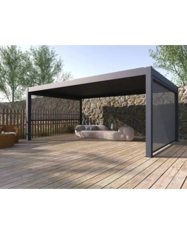 Pergola bioclimatica 4x4 m in alluminio con 2 tende da 4 m