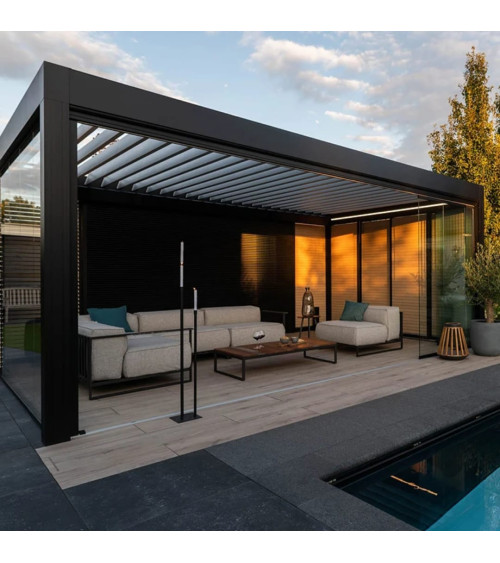 Pergola Patrice - 4x4m en aluminium avec 2 stores