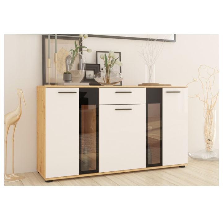 Buffet CALI 140 cm chêne et blanc