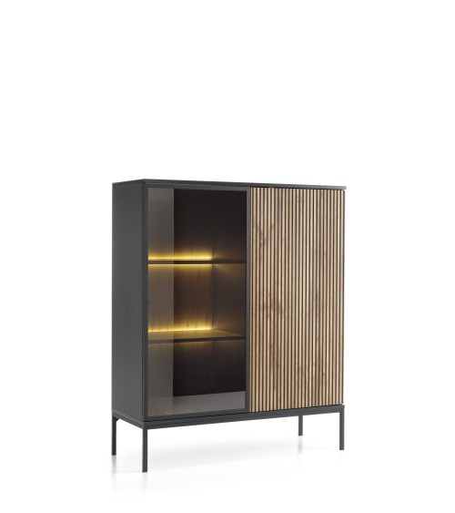 Vaisselier ODENSE 104 cm - chêne et noir